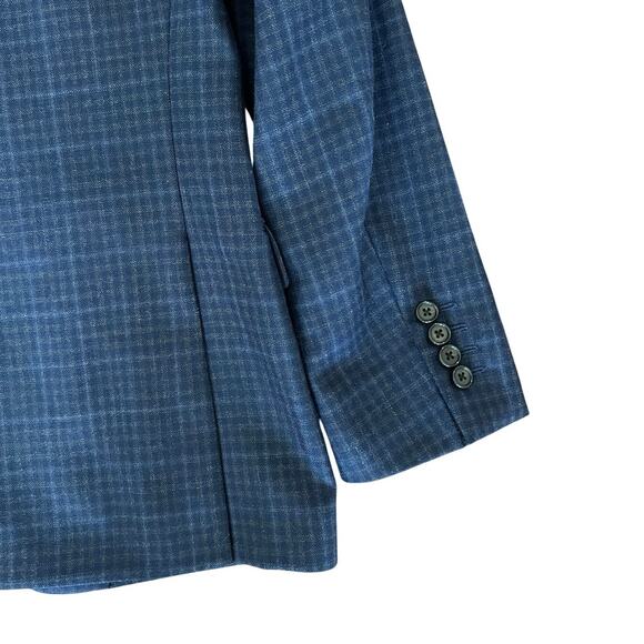 Ralph Lauren Slim Fit Blazer 38R Navy Micro Check  Sport Coat Men Wool Canada - Picture 5 of 11